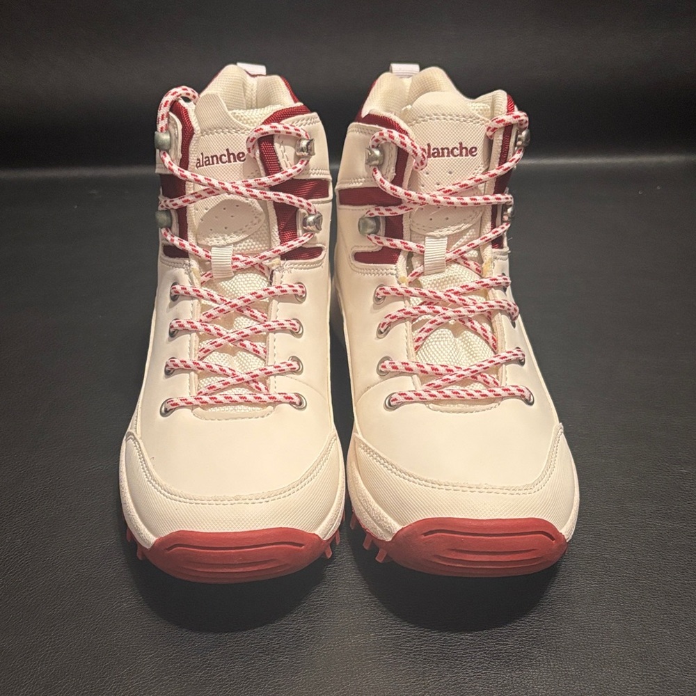 Avalanche White and Red Ankle Boots